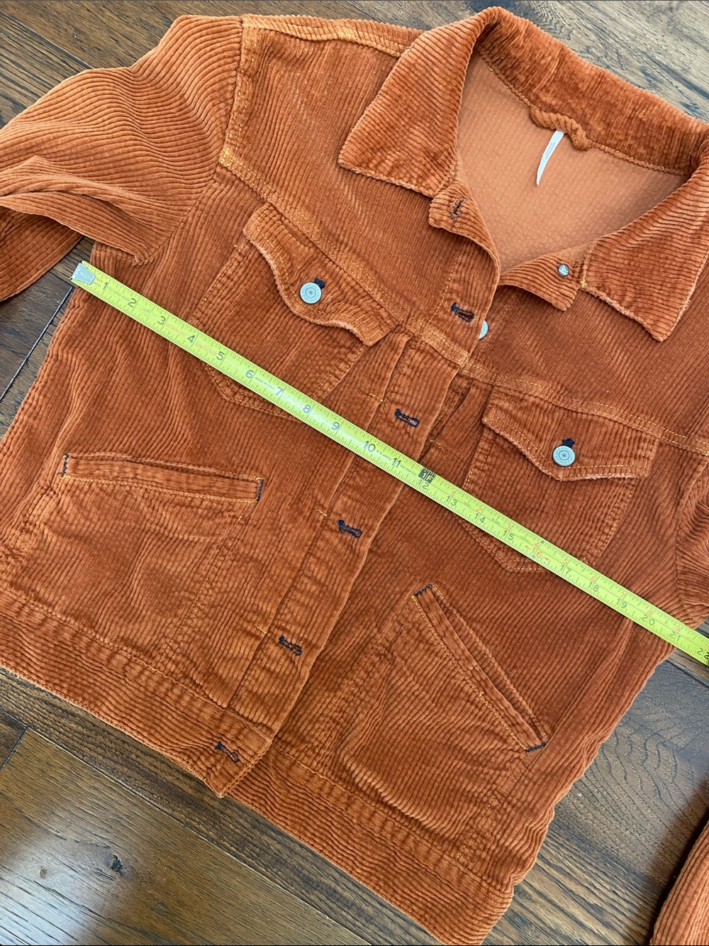 Free People Nelson Corduroy Trucker Jacket, rust orange/terracotta, size M - Picture 9 of 13
